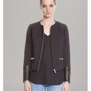 Sandro Full Zip Leather Trim Jacket